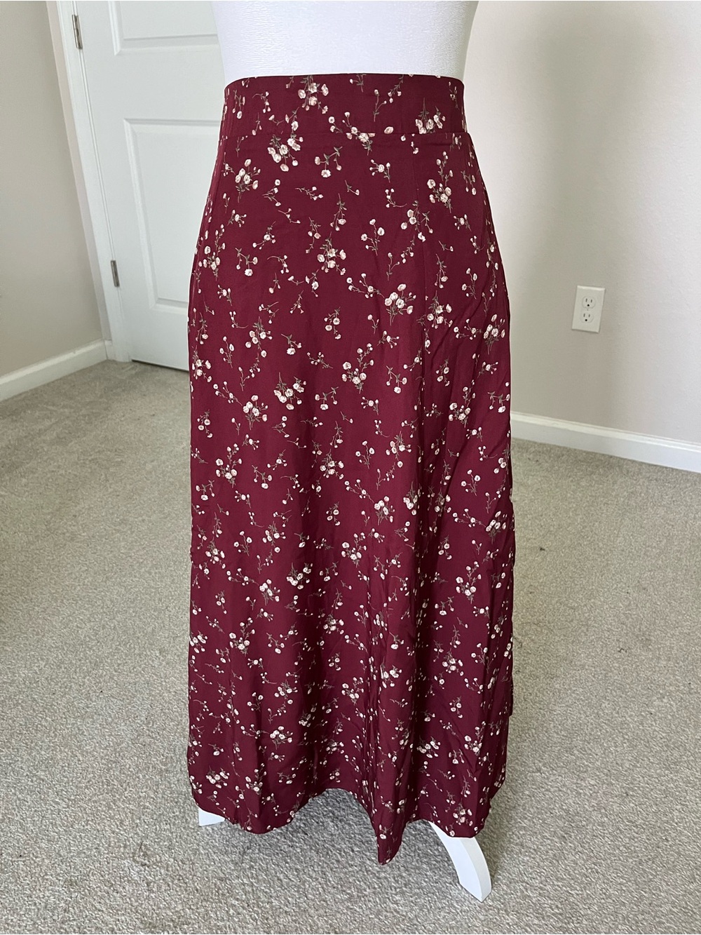 NWT Polagram Burgundy Floral Maxi Skirt Size 3X